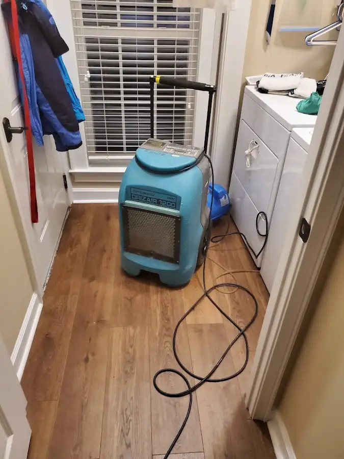 Commercial dehumidifier deployed for Flood Damage Cleanup in Newtown